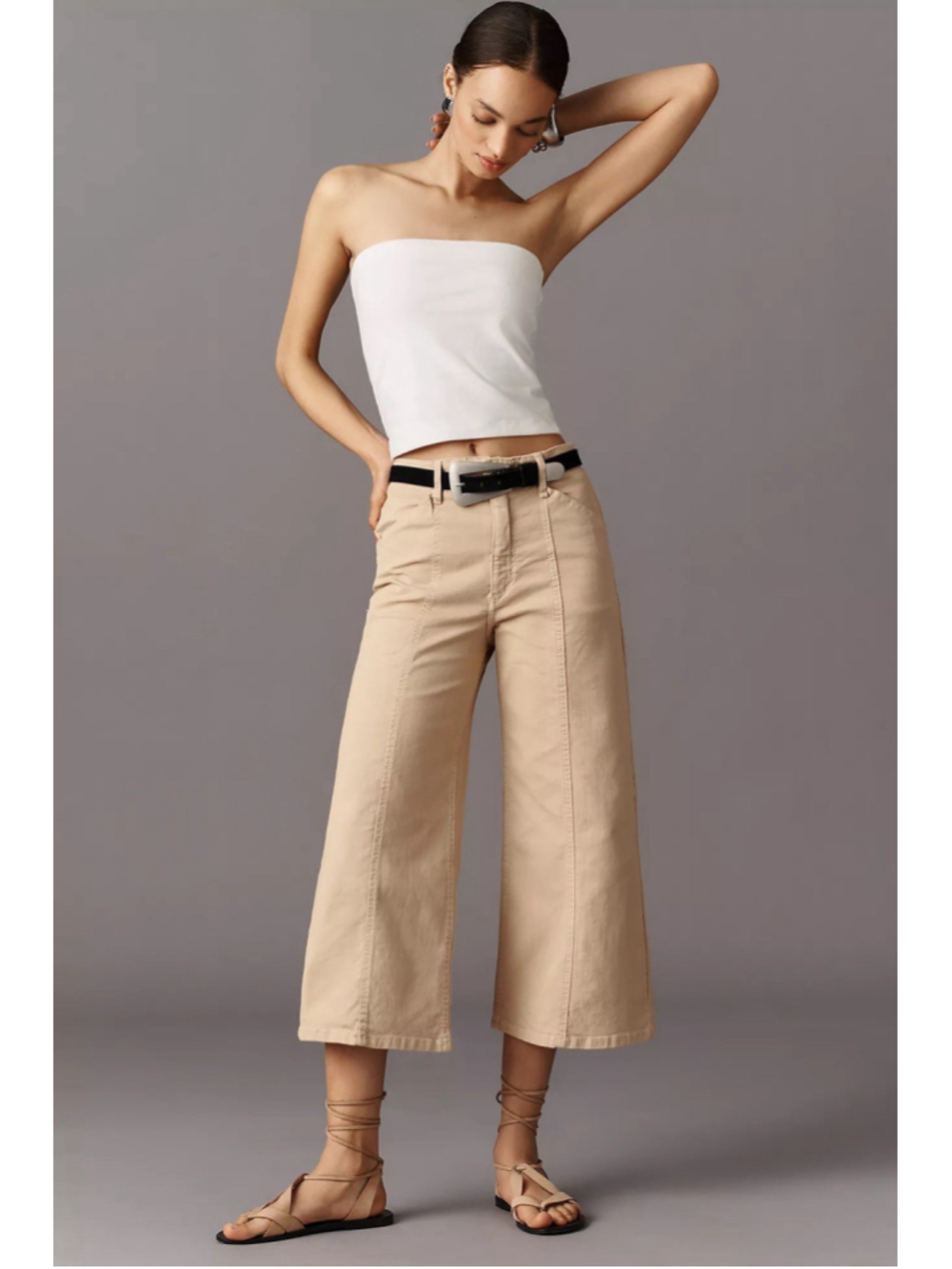 Anthropologie Maeve Delaney Crop Clean-Seamed High-Rise Wide-Leg Jeans 28
